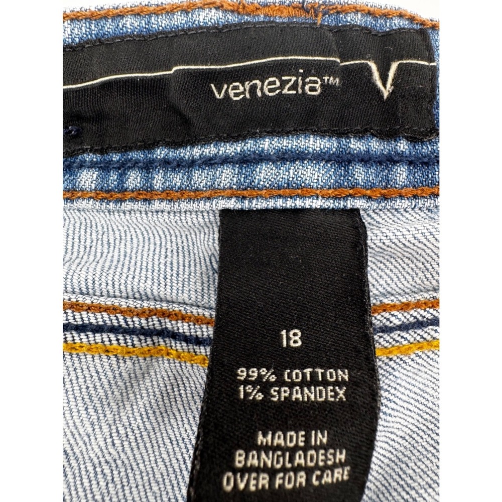 Y2K Venezia Light Wash Denim Capri Jeans Womens Plus 18 Blue Cropped Stretch - Picture 2 of 9